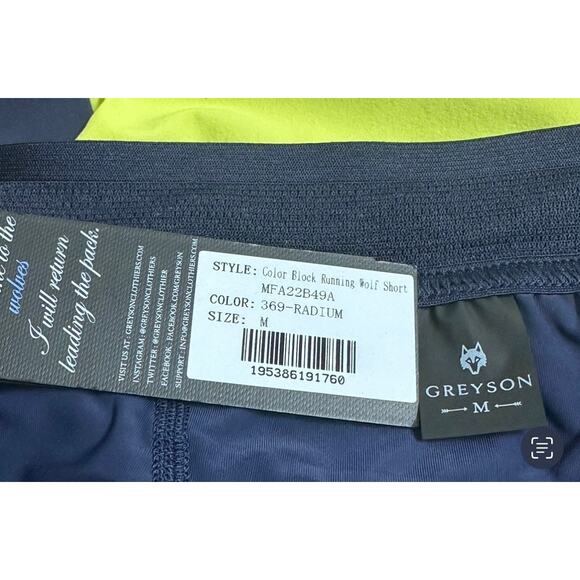 Greyson|Athletic Shorts|Color‎ Block Running Wolf Short|Radium|SZ M|NWT - Picture 3 of 5